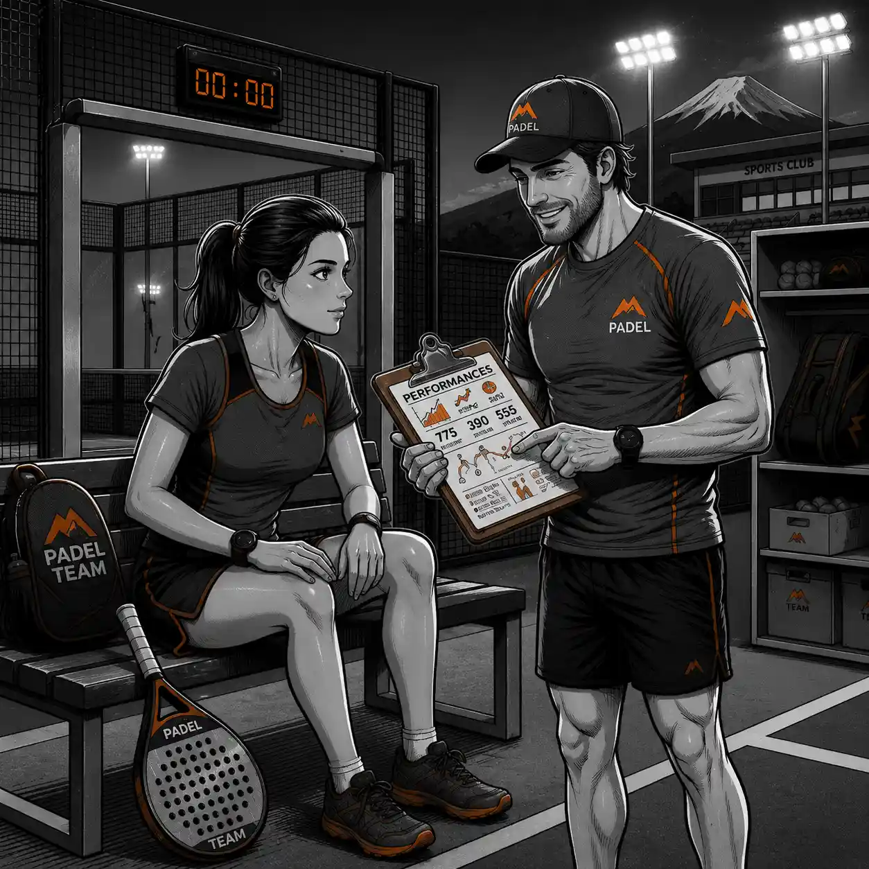 un coach prend le briefing d'une athlète